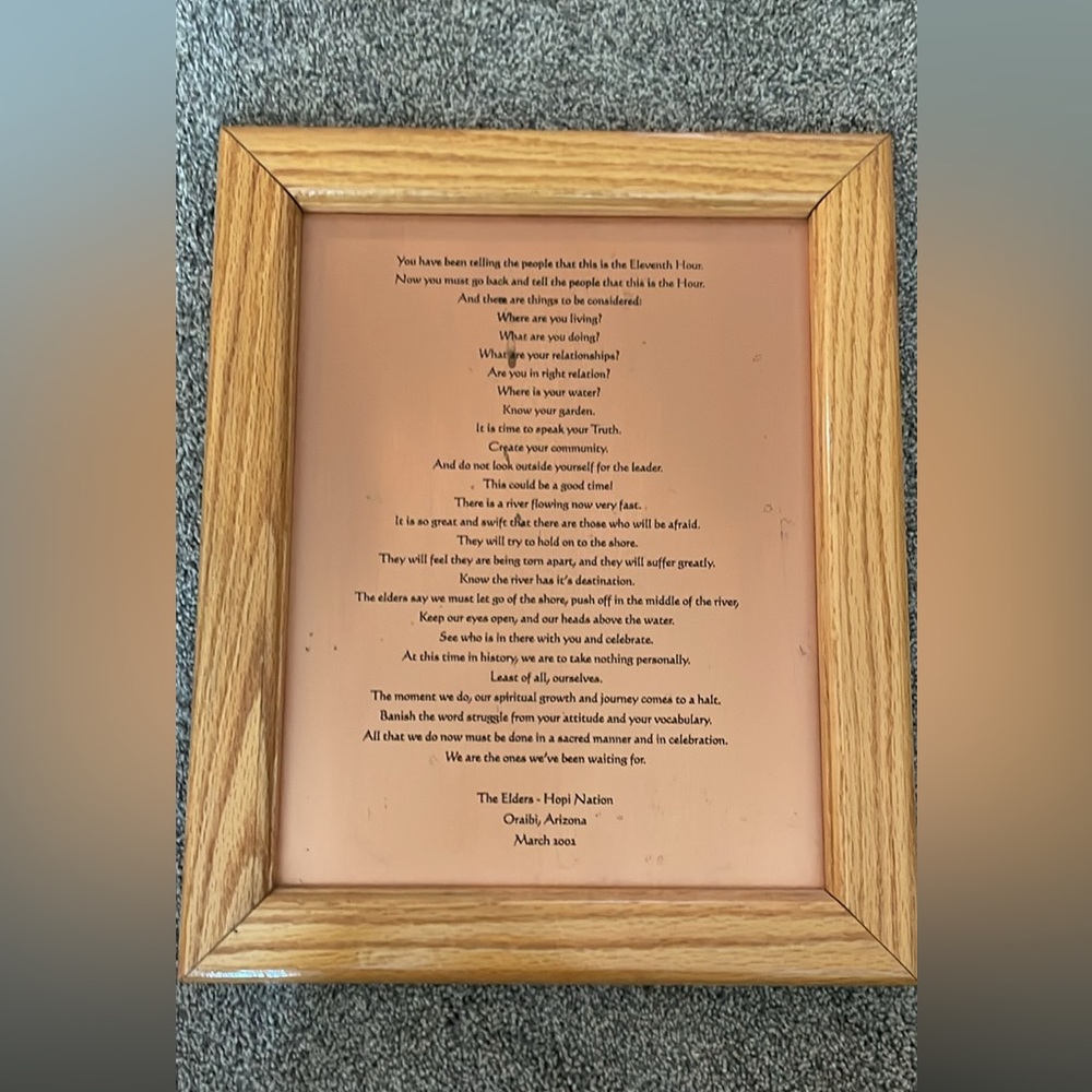 Copper Wooden Framed Inspirational Plaque